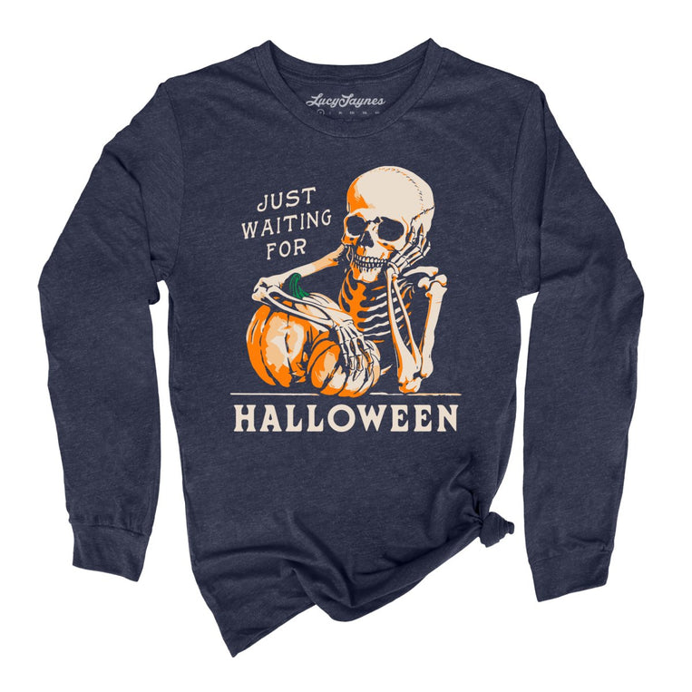 Just Waiting For Halloween Graphic Long Sleeve Tee