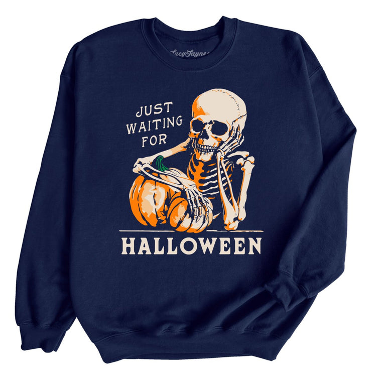 Just Waiting For Halloween Graphic Sweatshirt - Navy
