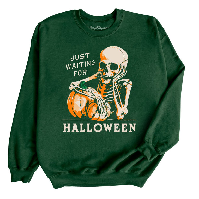 Just Waiting For Halloween Graphic Sweatshirt - Forest