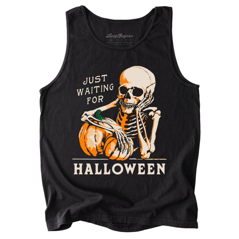 Just Waiting For Halloween Comfort Colors Graphic Tank Top