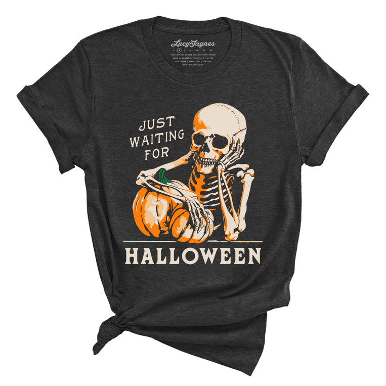 Just Waiting For Halloween Graphic Tee - Dark Grey Heather