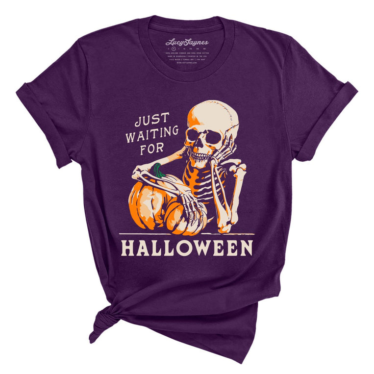 Just Waiting For Halloween Graphic Tee - Team Purple