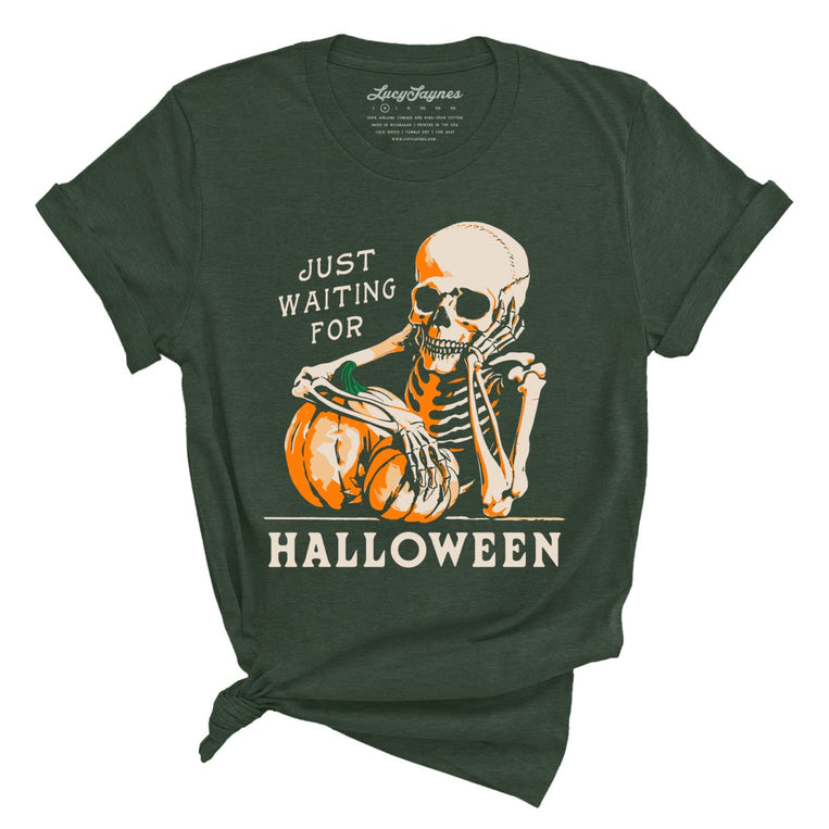 Just Waiting For Halloween Graphic Tee - Heather Forest