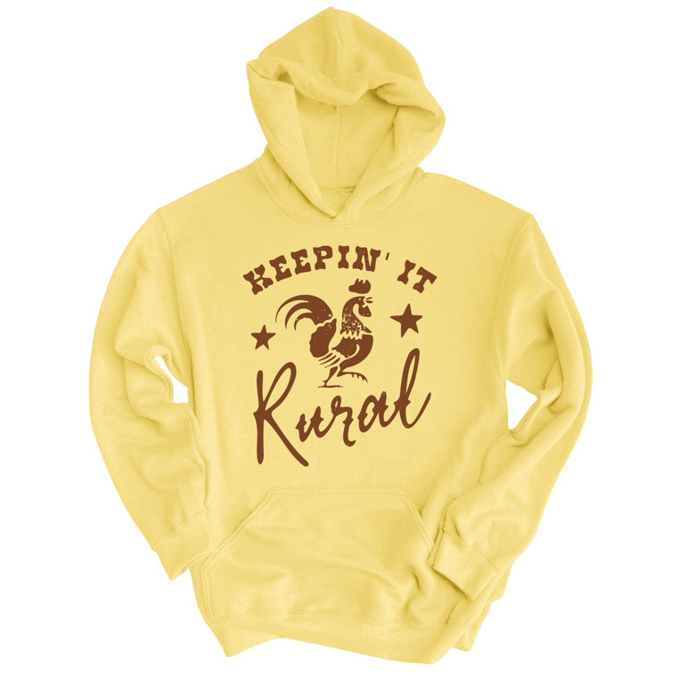 Keepin' it Rural Graphic Hoodie - Light Yellow