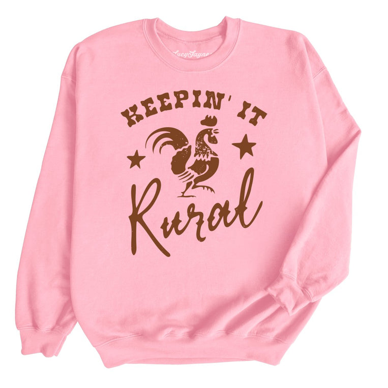 Keepin' it Rural Graphic Sweatshirt - Light Pink