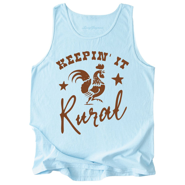Keepin' it Rural Comfort Colors Graphic Tank Top - Chambray