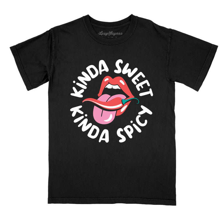 Kinda Sweet Kinda Spicy Comfort Colors Graphic Tee - Black