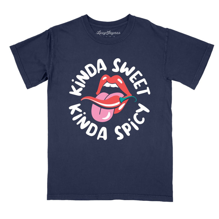 Kinda Sweet Kinda Spicy Comfort Colors Graphic Tee - True Navy