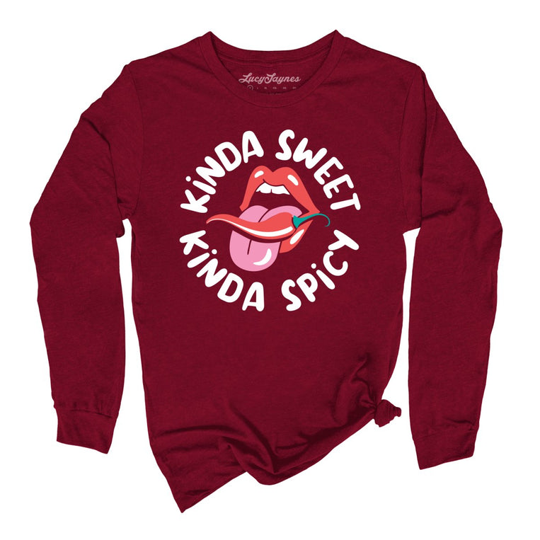 Kinda Sweet Kinda Spicy Graphic Long Sleeve Tee - Cardinal