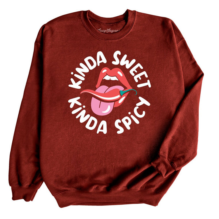 Kinda Sweet Kinda Spicy Graphic Sweatshirt - Garnet