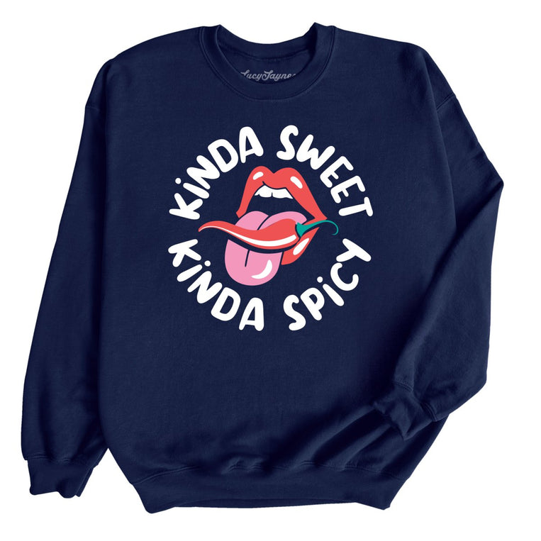 Kinda Sweet Kinda Spicy Graphic Sweatshirt - Navy