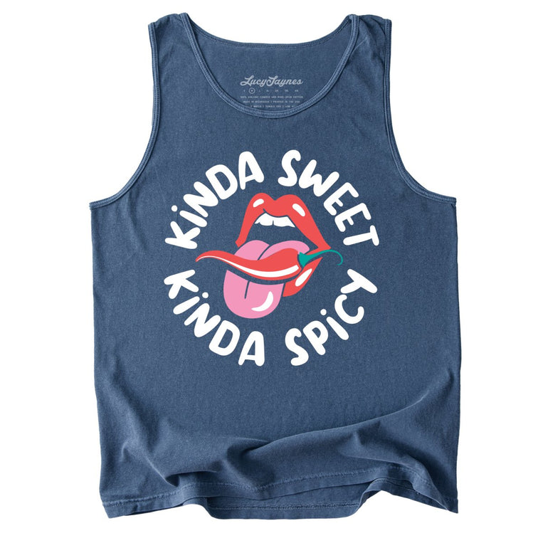 Kinda Sweet Kinda Spicy Comfort Colors Graphic Tank Top - Denim