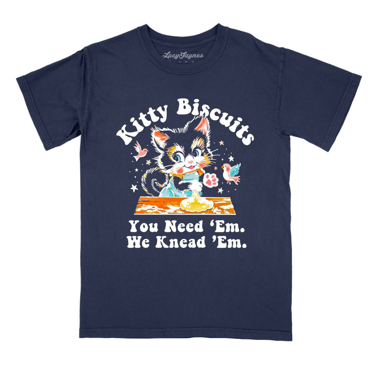 Kitty Biscuits Comfort Colors Graphic Tee - True Navy