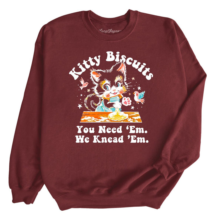 Kitty Biscuits Graphic Sweatshirt - Maroon