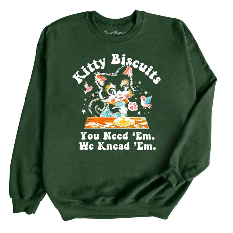 Kitty Biscuits Graphic Sweatshirt - Forest Green