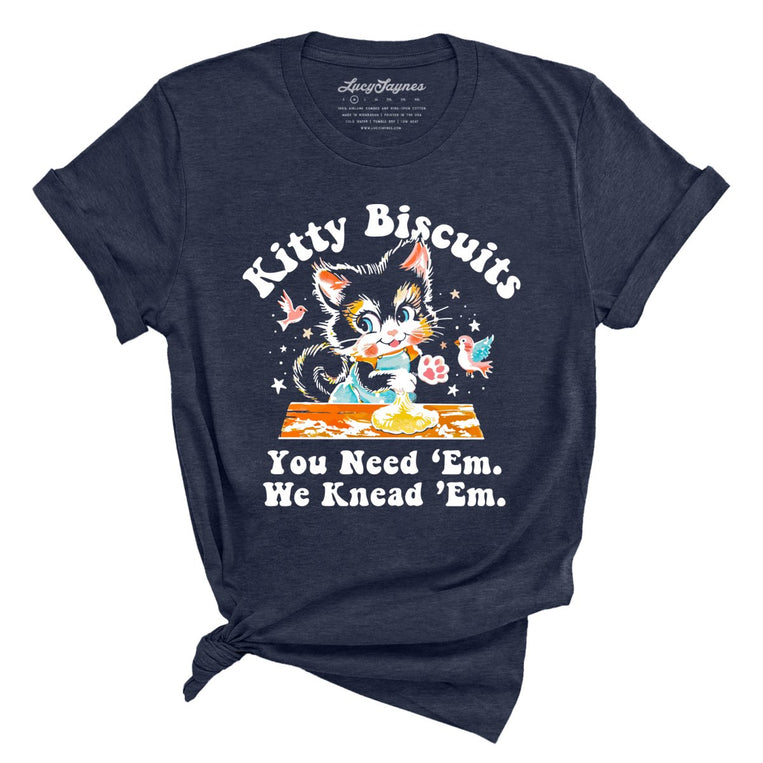 Kitty Biscuits Graphic Tee - Heather Midnight Navy