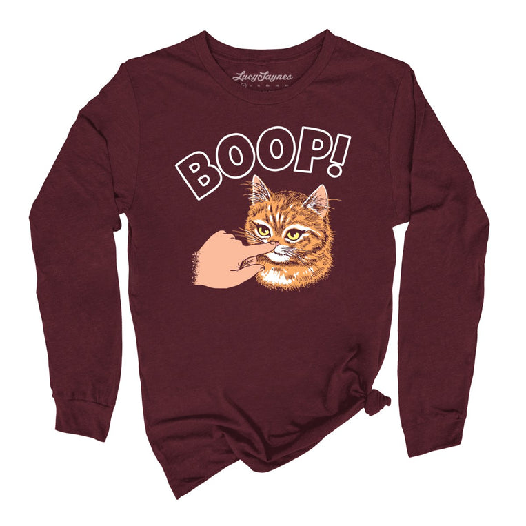 Kitty Boop Graphic Long Sleeve Tee - Maroon