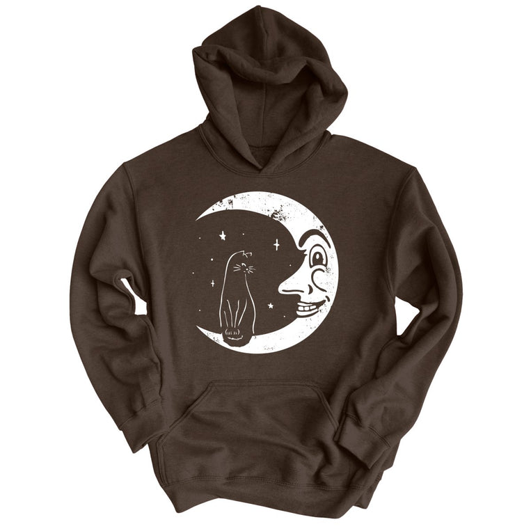Kitty On The Moon Graphic Hoodie - Dark Chocolate