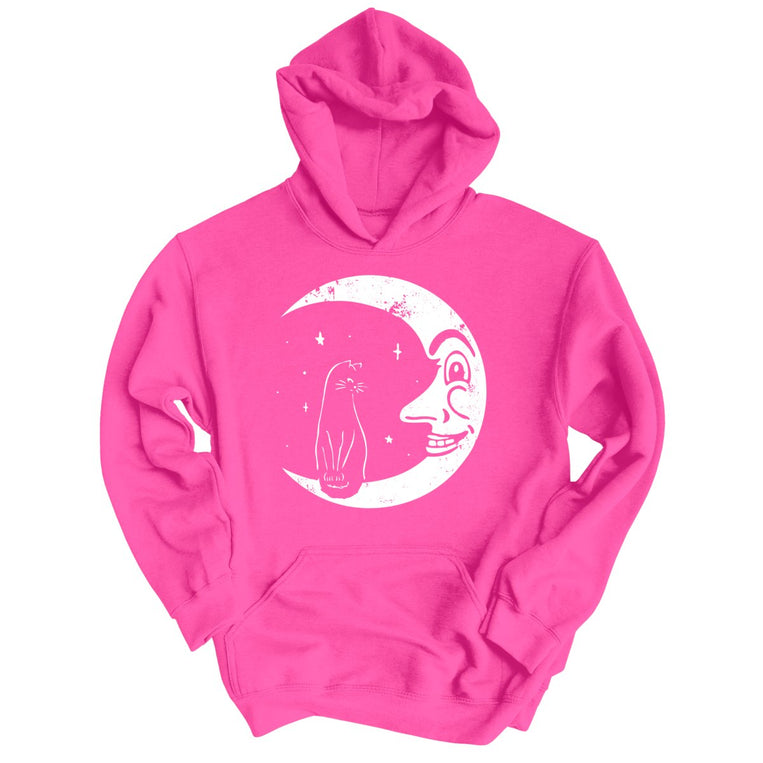 Kitty On The Moon Graphic Hoodie - Heliconia