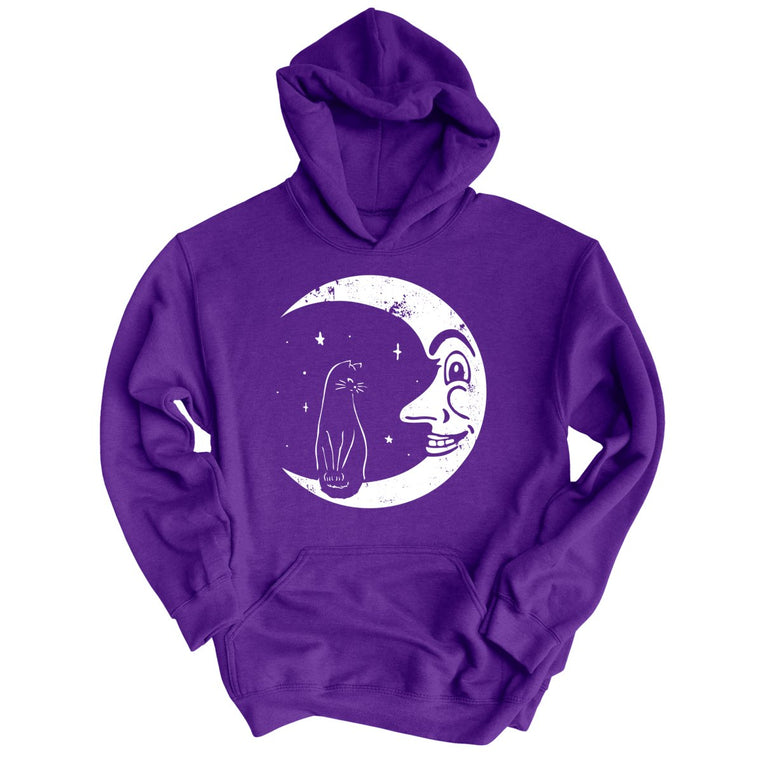 Kitty On The Moon Graphic Hoodie - Purple