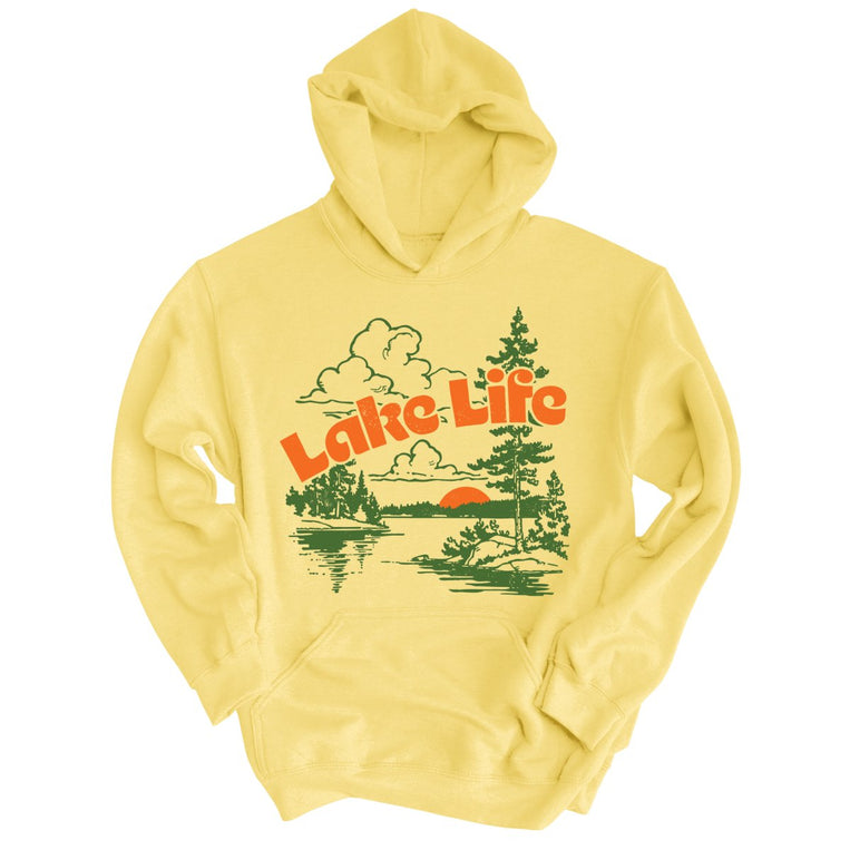 Lake Life Graphic Hoodie - Light Yellow