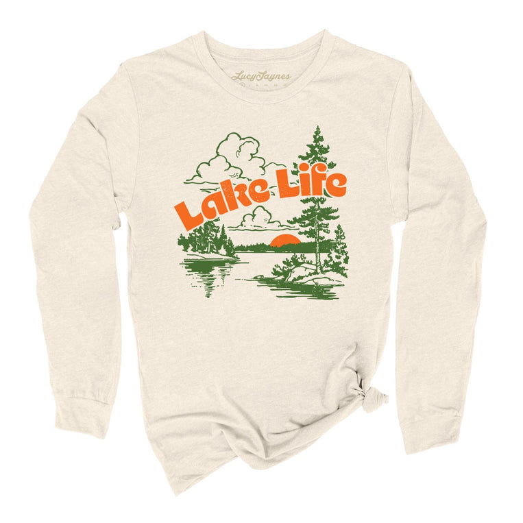 Lake Life Graphic Long Sleeve Tee - Natural