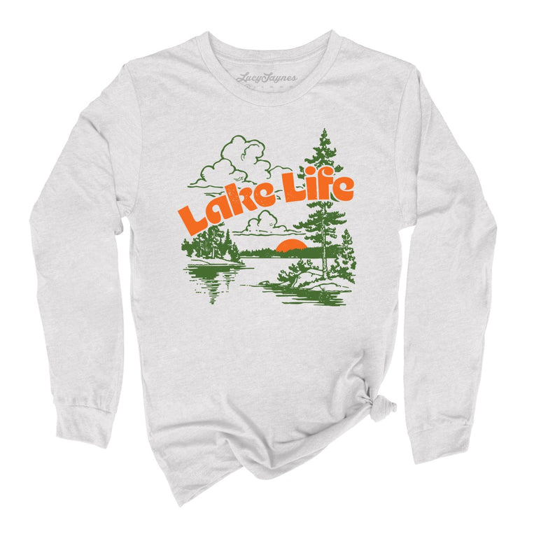 Lake Life Graphic Long Sleeve Tee - Ash