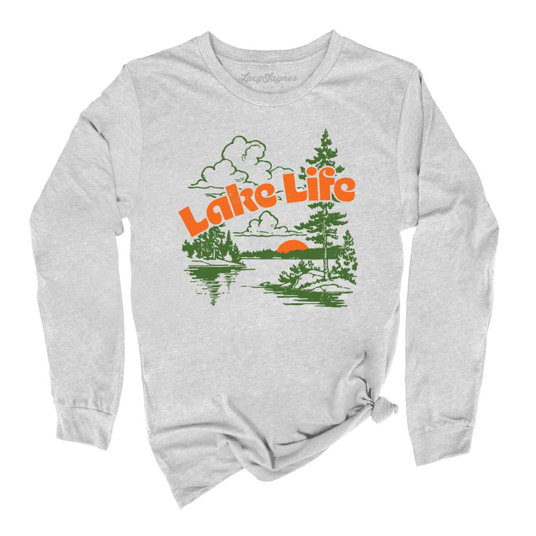 Lake Life Graphic Long Sleeve Tee - Athletic Heather