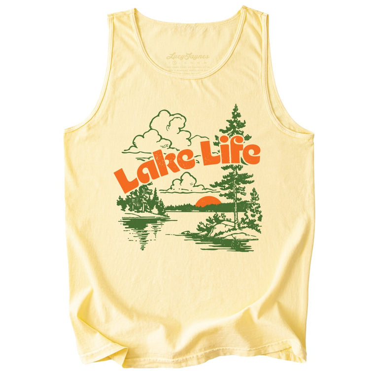 Lake Life Comfort Colors Graphic Tank Top - Butter