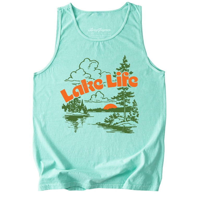 Lake Life Comfort Colors Graphic Tank Top - Island Reef