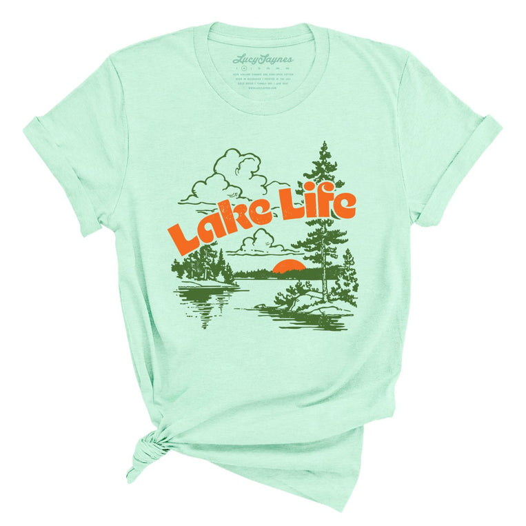 Lake Life Graphic Tee - Heather Mint