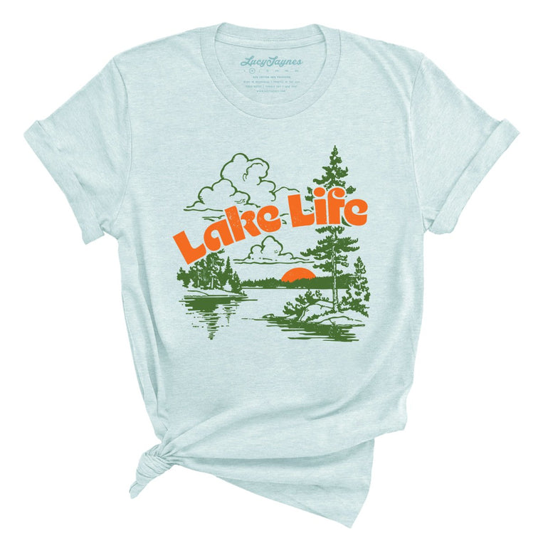 Lake Life Graphic Tee - Heather Ice Blue
