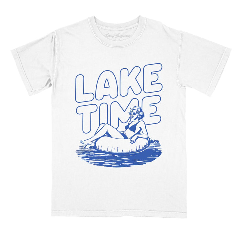 Lake Time Comfort Colors Graphic Tee - White