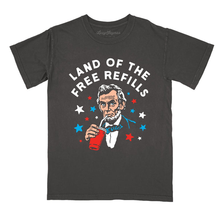 Land Of The Free Refills Comfort Colors Graphic Tee - Pepper