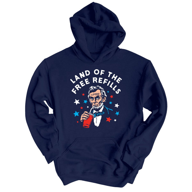 Land Of The Free Refills Graphic Hoodie - Navy