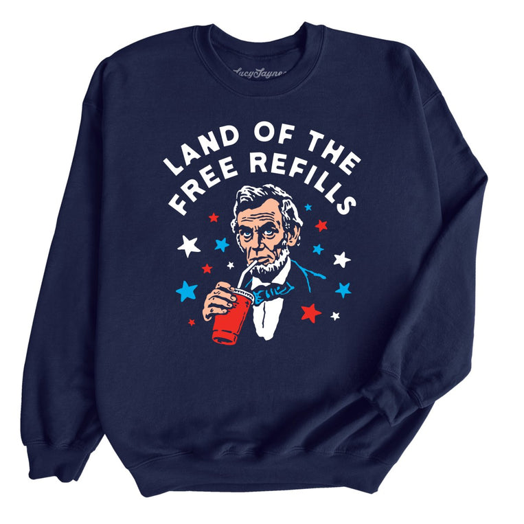 Land Of The Free Refills Graphic Sweatshirt - Navy