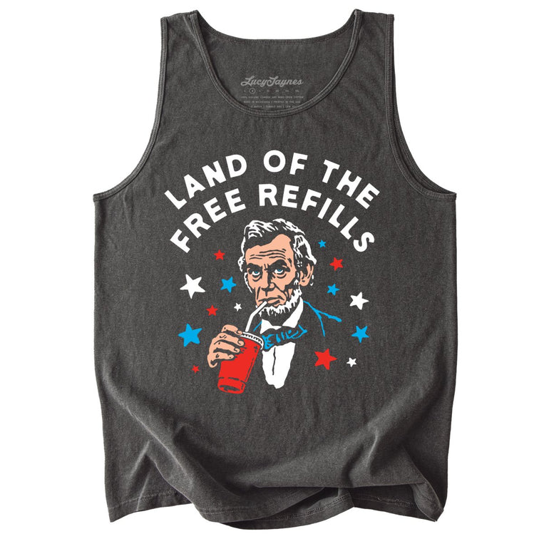 Land Of The Free Refills Comfort Colors Graphic Tank Top - Pepper