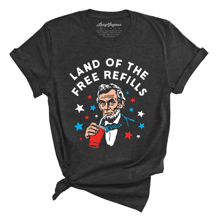 Land Of The Free Refills Graphic Tee - Dark Grey Heather