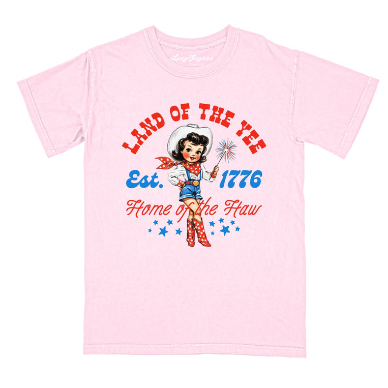 Land Of The Yee Home Of The Haw Comfort Colors Graphic Tee - Blossom