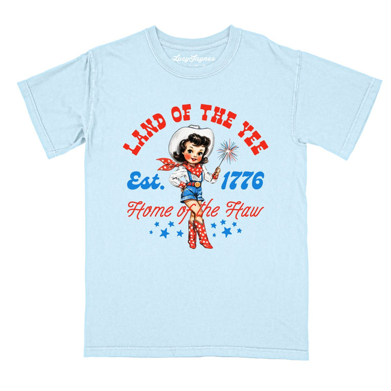 Land Of The Yee Home Of The Haw Comfort Colors Graphic Tee - Chambray