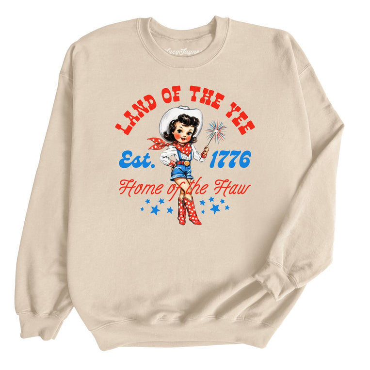 Land Of The Yee Home Of The Haw Graphic Sweatshirt - Sand