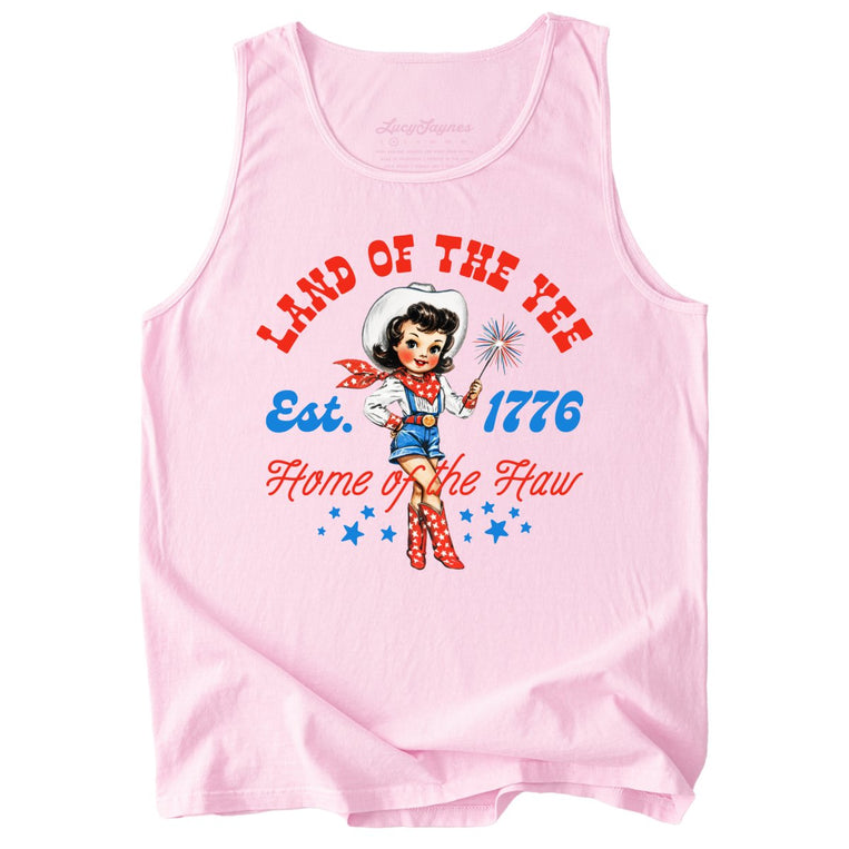 Land Of The Yee Home Of The Haw Comfort Colors Graphic Tank Top - Blossom