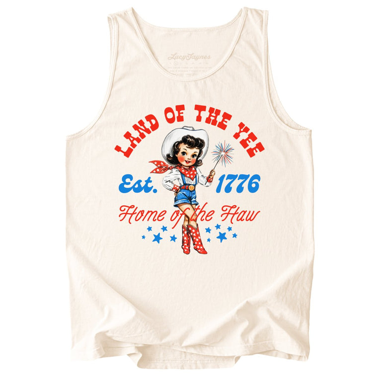 Land Of The Yee Home Of The Haw Comfort Colors Graphic Tank Top - Ivory