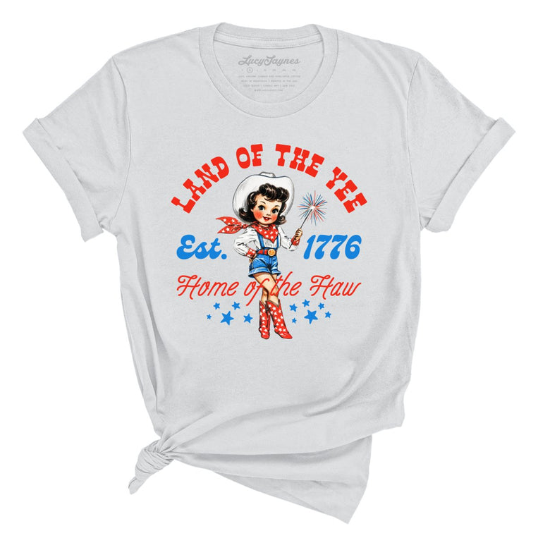 Land Of The Yee Home Of The Haw Graphic Tee - Silver