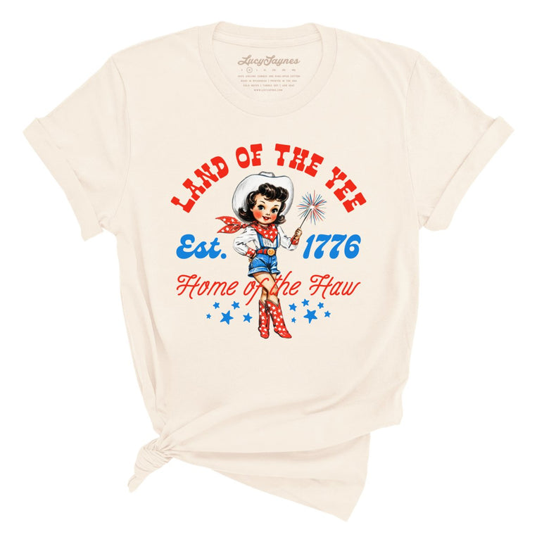 Land Of The Yee Home Of The Haw Graphic Tee - Natural