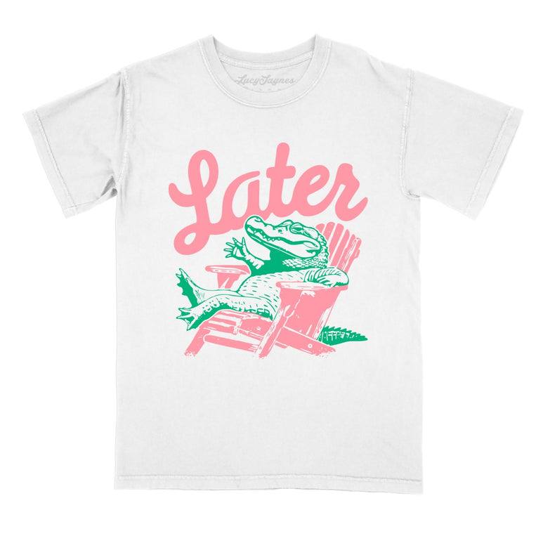 Later Alligator Comfort Colors Graphic Tee - White