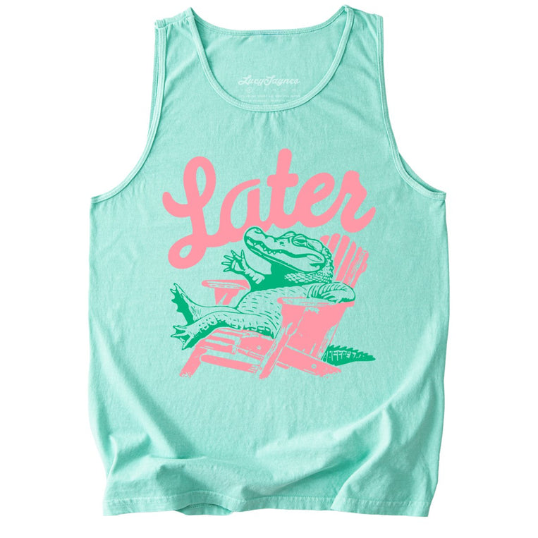 Later Alligator Comfort Colors Graphic Tank Top - Island Reef