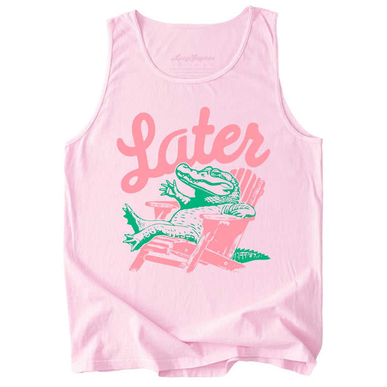 Later Alligator Comfort Colors Graphic Tank Top - Blossom