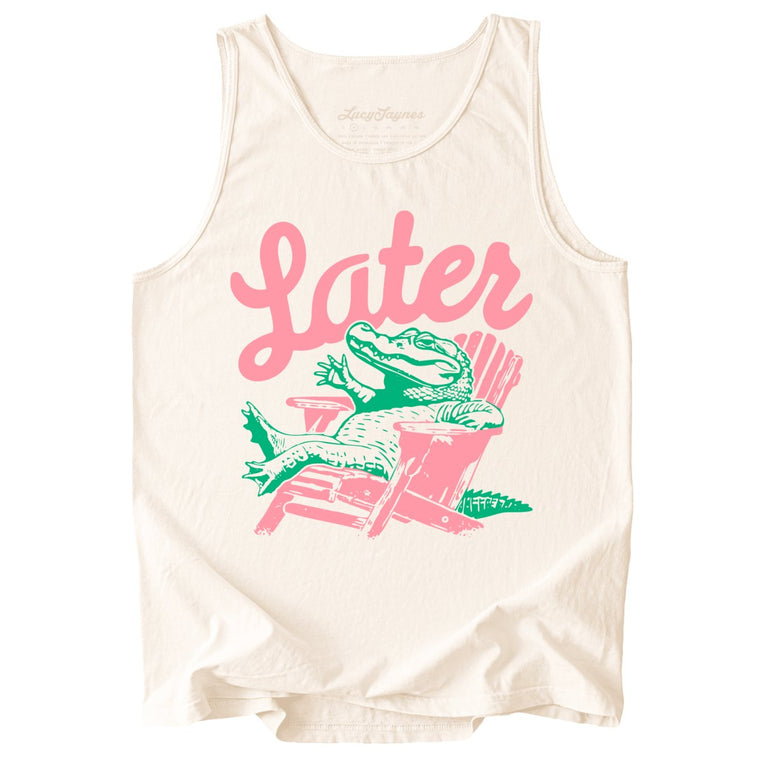 Later Alligator Comfort Colors Graphic Tank Top - Ivory