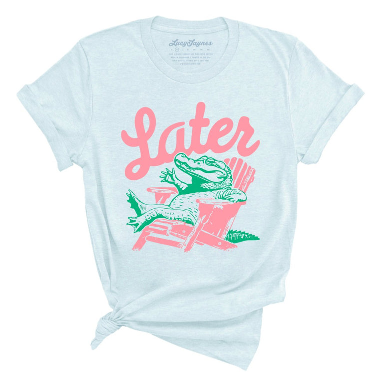 Later Alligator Graphic Tee - Heather Ice Blue